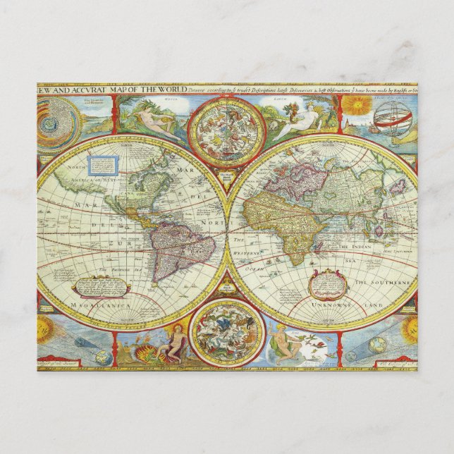 Diversión antigua tarjeta postal de estilo de mapa (Anverso)