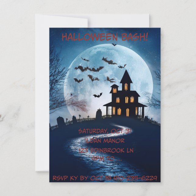 Diversión, asusta invitación a Halloween (Anverso)