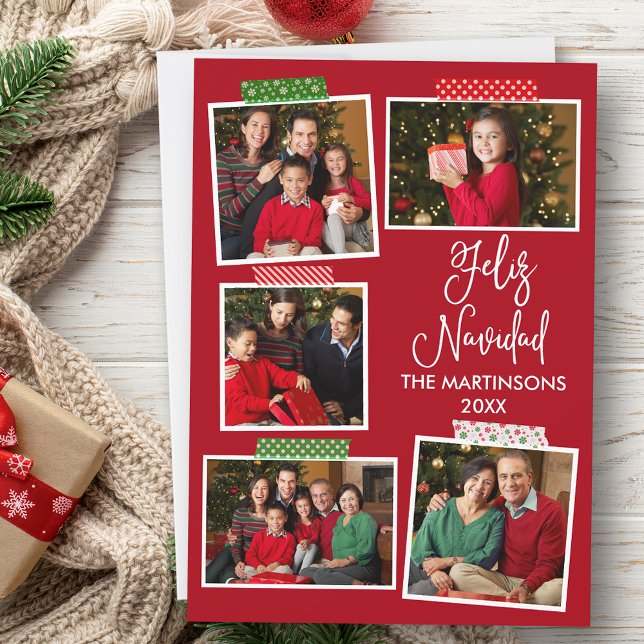 Diversión caligrafía Feliz Feliz Navidad Cinta de  (Customize to add text to back of card.)