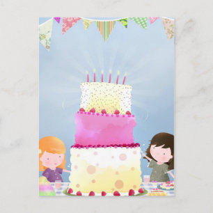 Diversión de la tarta de cumpleaños - postal