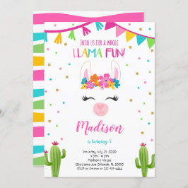 Diversión de Llama con invitación de cumpleaños de
