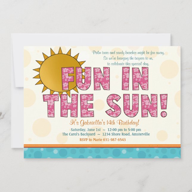 Diversión en la invitación de Sun (Anverso)