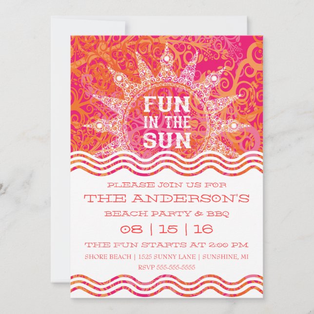 Diversión en la Invitación de Verano al Sol (Anverso)