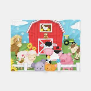 Diversión en la manta de la franela de la granja