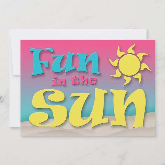Diversión en las invitaciones para fiestas Sun - B (Anverso)