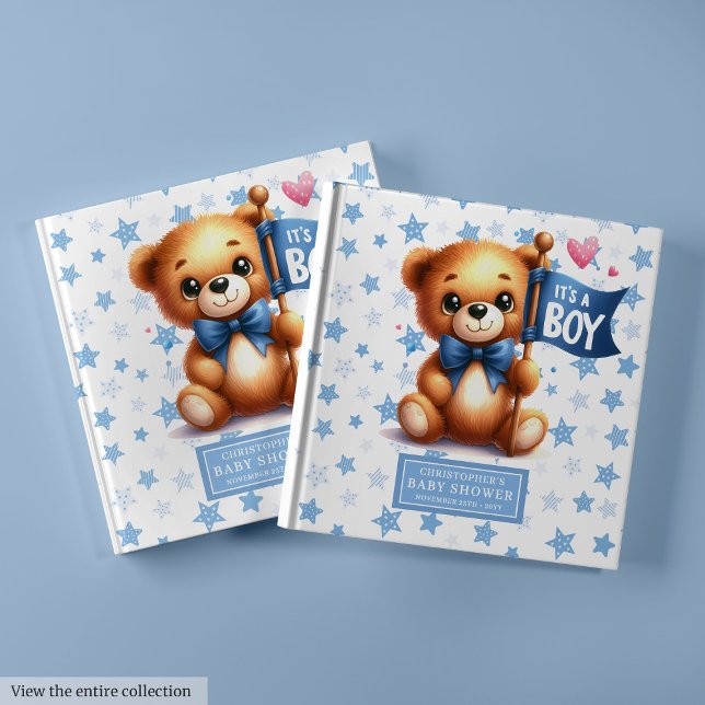 Diversión Es un libro de invitado para bebés de os (Fun It’s a boy teddy bear guest book for baby boy)