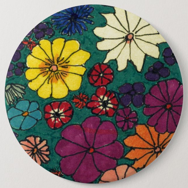 "Diversión floral" Abstrato Botón de Arte (Anverso)