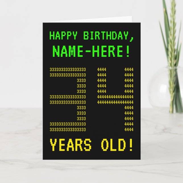 Diversión, Geeky, Nerdy "34 AÑOS DE EDAD!" Tarjeta (Anverso)