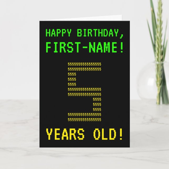 Diversión, Geeky, Nerdy "5 AÑOS DE EDAD!" Tarjeta  (Anverso)