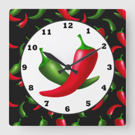 Diversión Hot peppers reloj de pared de la cocina
