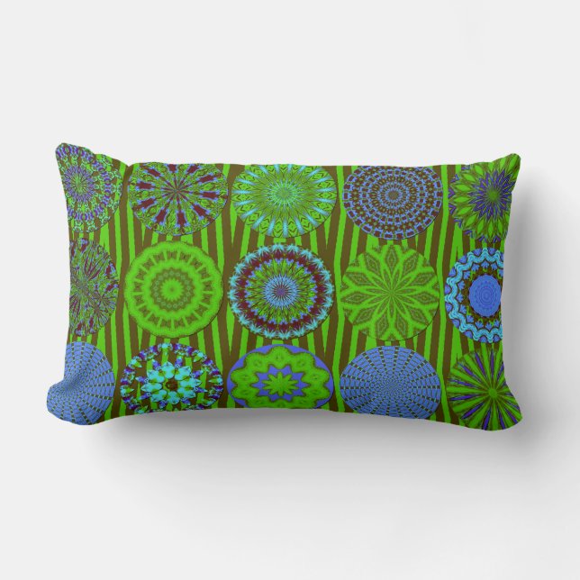 Diversión Kaleidoscope, almohada lumbar azul-verde (Anverso)