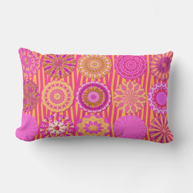 Diversión Kaleidoscope, almohada lumbar rosa amari (Anverso)