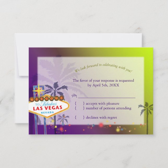 Diversión Las Vegas Boda de Destino RSVP (Anverso)