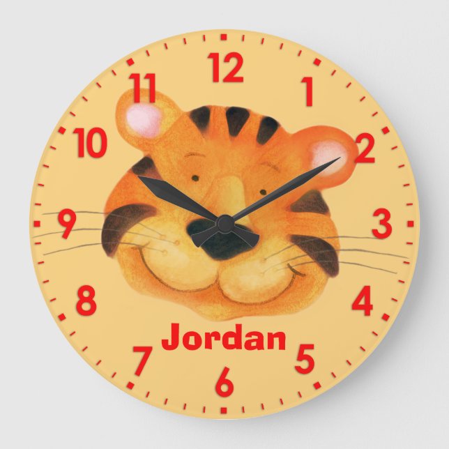 Diversión niños tigre nombre naranja reloj de pare (Anverso)