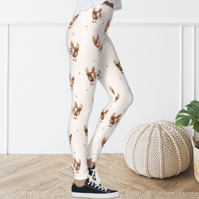 Diversión suave Pastel Hen Pollo Leggings (Subido por el creador)