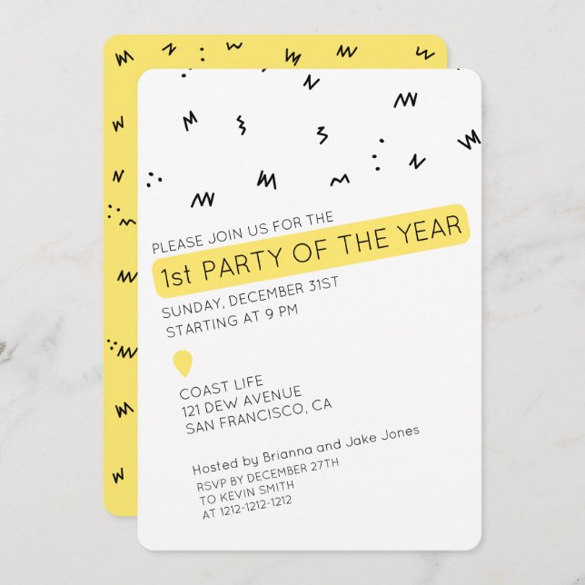 Diversión única invitación a fiesta de Año Nuevo (Anverso / Reverso)