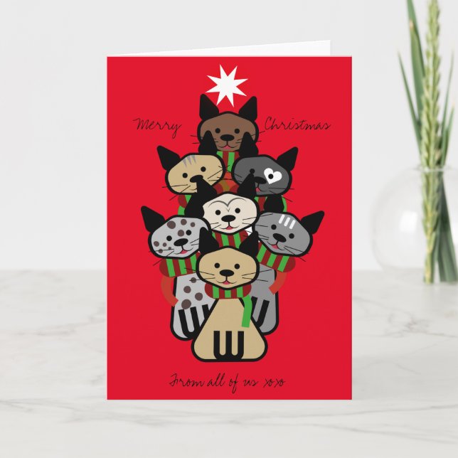 Diversión y festivos Felines Árbol de Navidad (Anverso)
