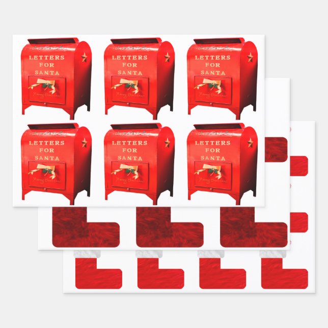 Diversos Navidades envuelven papel 3 hojas planas (Set)