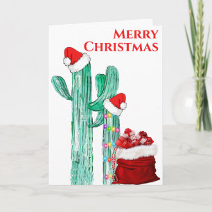 Divertida Feliz Navidad Cactus Saguaro del Suroest