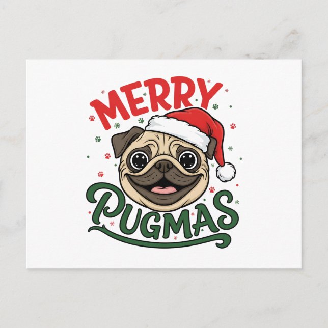Divertida Feliz Pugmas Perro Navidad (Anverso)