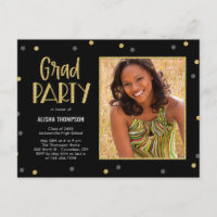 Divertida fiesta de graduación de Confetti postal