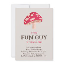 Divertida Guy Mushroom Invitación al cumpleaños