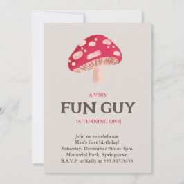 Divertida Guy Mushroom Invitación al cumpleaños