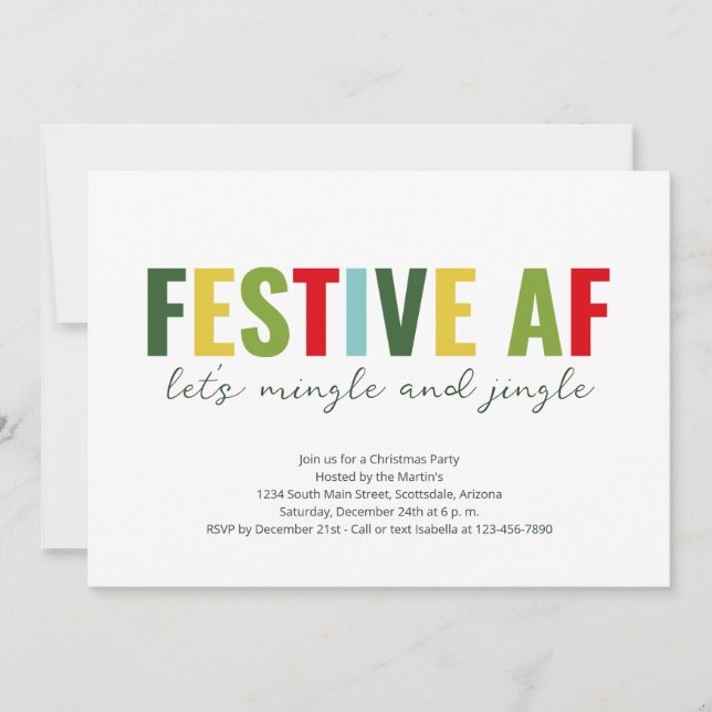 Divertida invitación a fiesta de Navidades de AF (Anverso)
