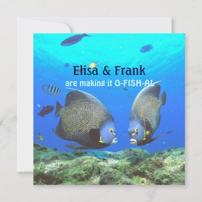 Divertida invitación a la boda de amor a los peces (Anverso)