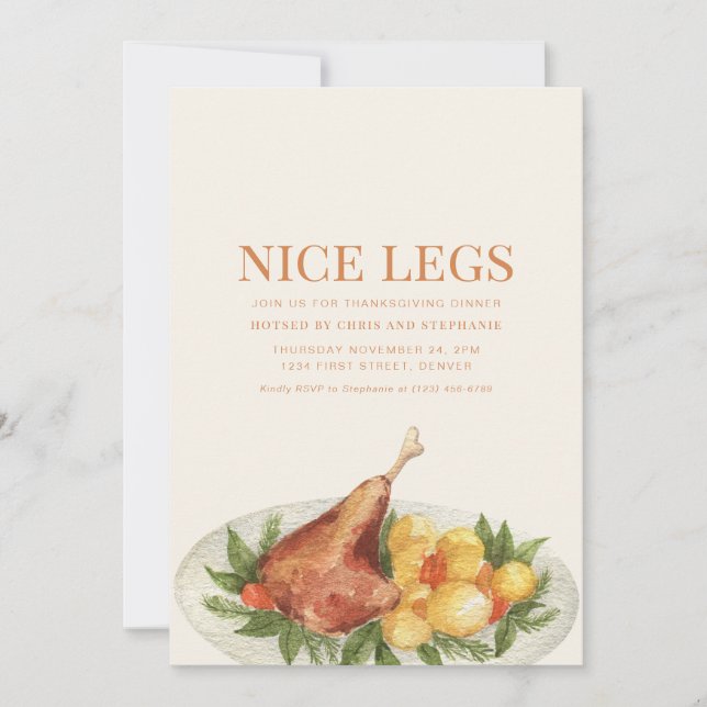 Divertida invitación a la fiesta de Acción de Grac (Anverso)