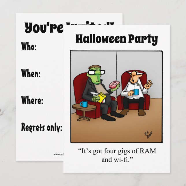 Divertida invitación a la fiesta de Halloween (Anverso / Reverso)