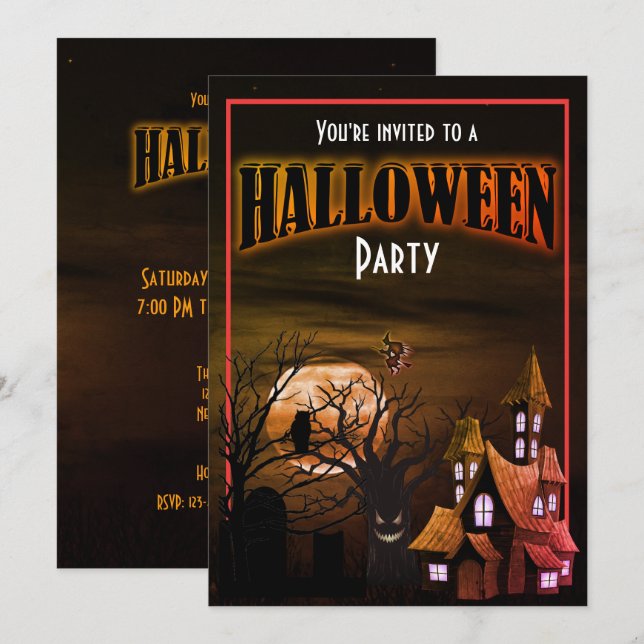 Divertida invitación a la fiesta de Halloween de S (Anverso / Reverso)