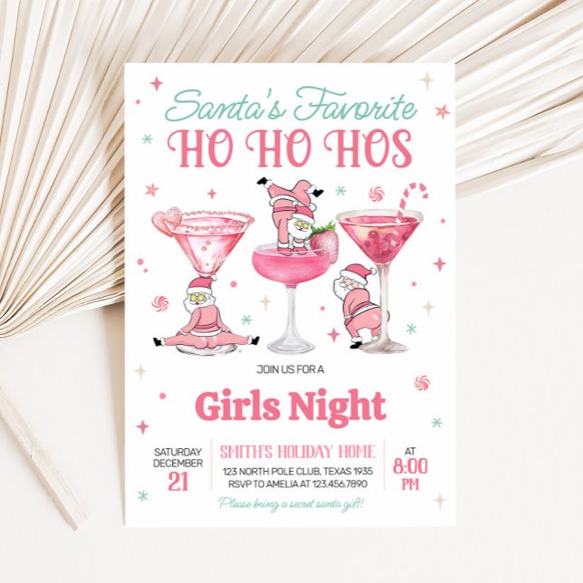 Divertida invitación al partido de Navidades noctu (Santas Favorite Girls Night Christmas Party Invitation)