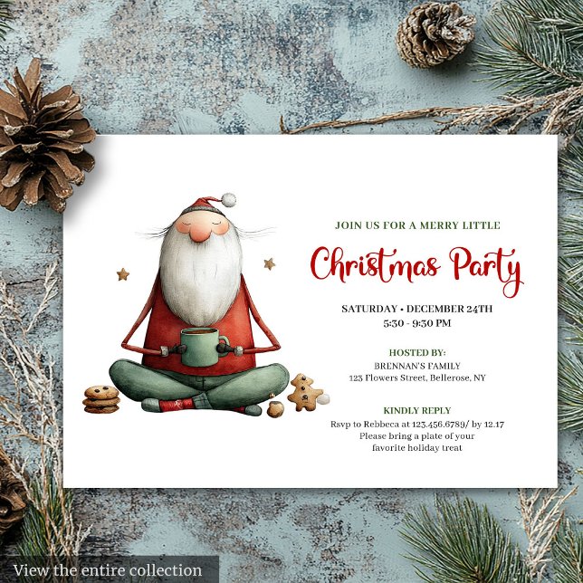 Divertida Invitación Clásica de Navidad con Papá N (Whimsical Funny Santa Classic Christmas Invitation)