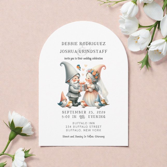 Divertida invitación de boda con gnomos caprichoso (Subido por el creador)