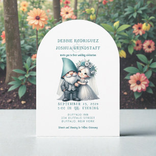 Divertida invitación de boda de Gnomos Caprichosos