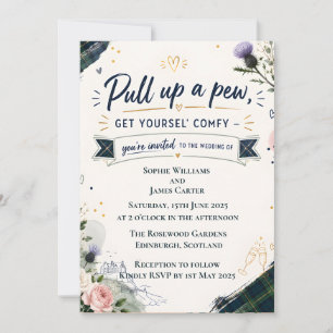 Divertida invitación de boda escocesa   Acércate a