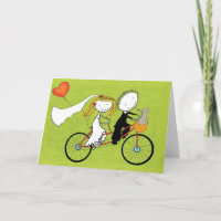 Divertida invitación de boda para ciclistas y aman