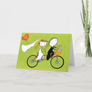 Divertida invitación de boda para ciclistas y aman