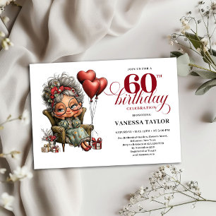 Divertida Invitación de Cumpleaños 60 para Mujer M