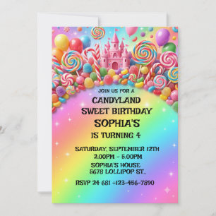 Divertida Invitación de Cumpleaños de Candyland pa