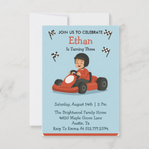 Divertida invitación de cumpleaños de carreras de 