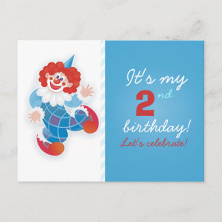divertida invitación de cumpleaños de payaso azul