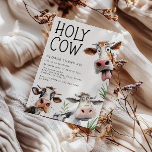 Divertida invitación de cumpleaños Holy Cow