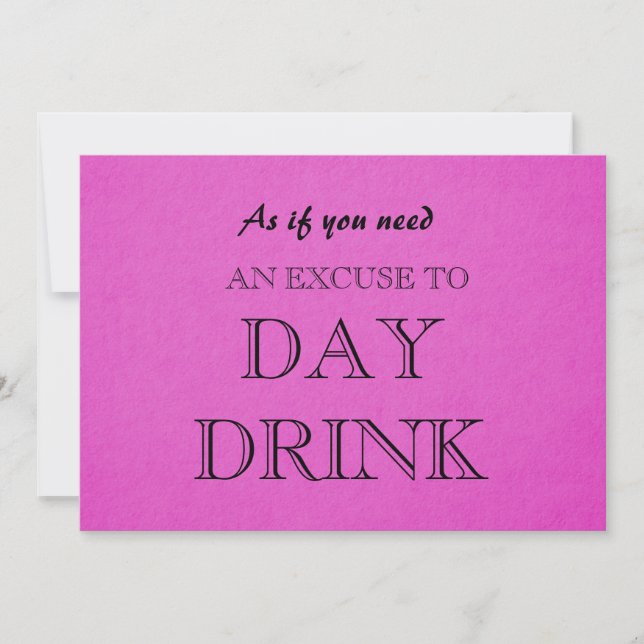 Divertida invitación de excusa para beber el día d (Anverso)