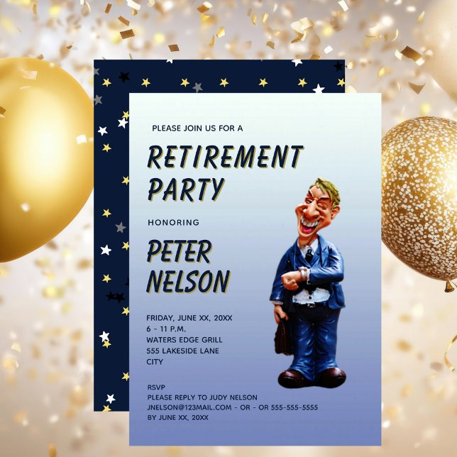 Divertida invitación de fiesta de jubilación corpo (Funny Corporate Retirement Party Invitation)