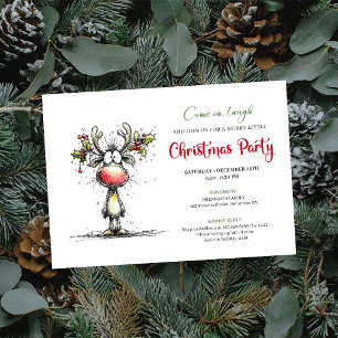 Divertida invitación de fiesta de Navidad con reno