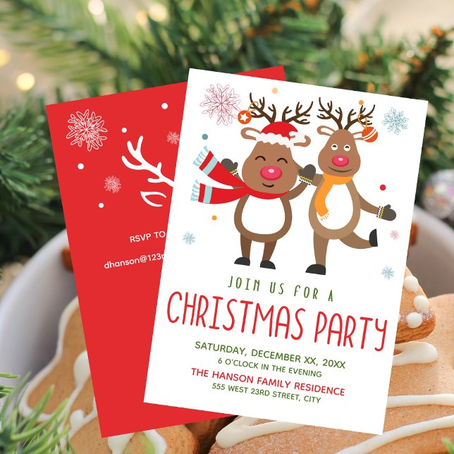 Divertida invitación de fiesta de Navidad renos (Funny Christmas Party Invitation Reindeer)