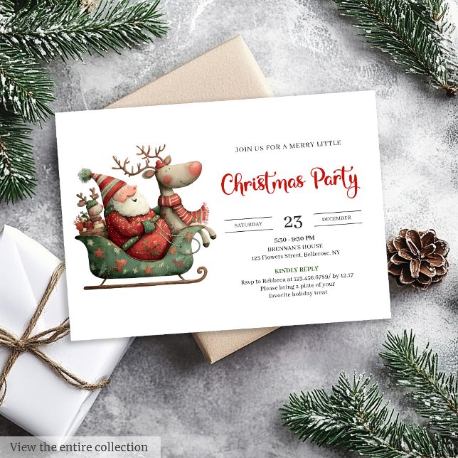 Divertida Invitación de Santa Claus con Estilo de  (Funny Santa Claus Festive Office Style Invitation

)