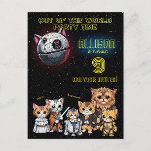 Divertida Invitación Personalizada de Gatito de Ci
